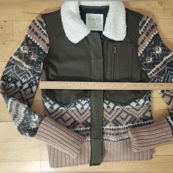 We The Free Free People Zip Fair Isle Sweater Jacket Size Small - Picture 5 of 11
